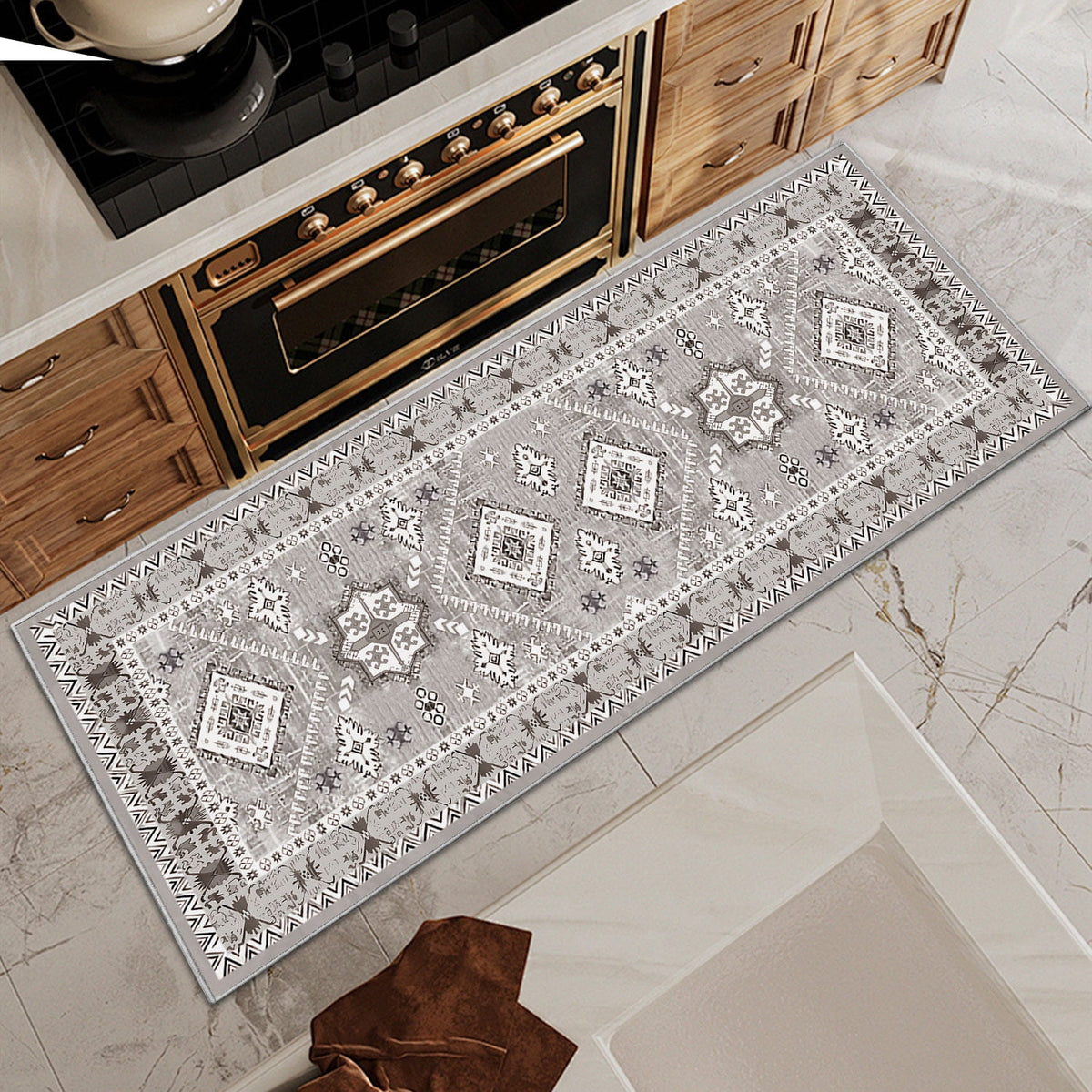 TECHVIDA Kitchen Rug Set 3 Piece,Non Slip Machine Washable Kitchen Mats, Farmhouse Hallway Doormat for Home Floor and Living Room,Gray