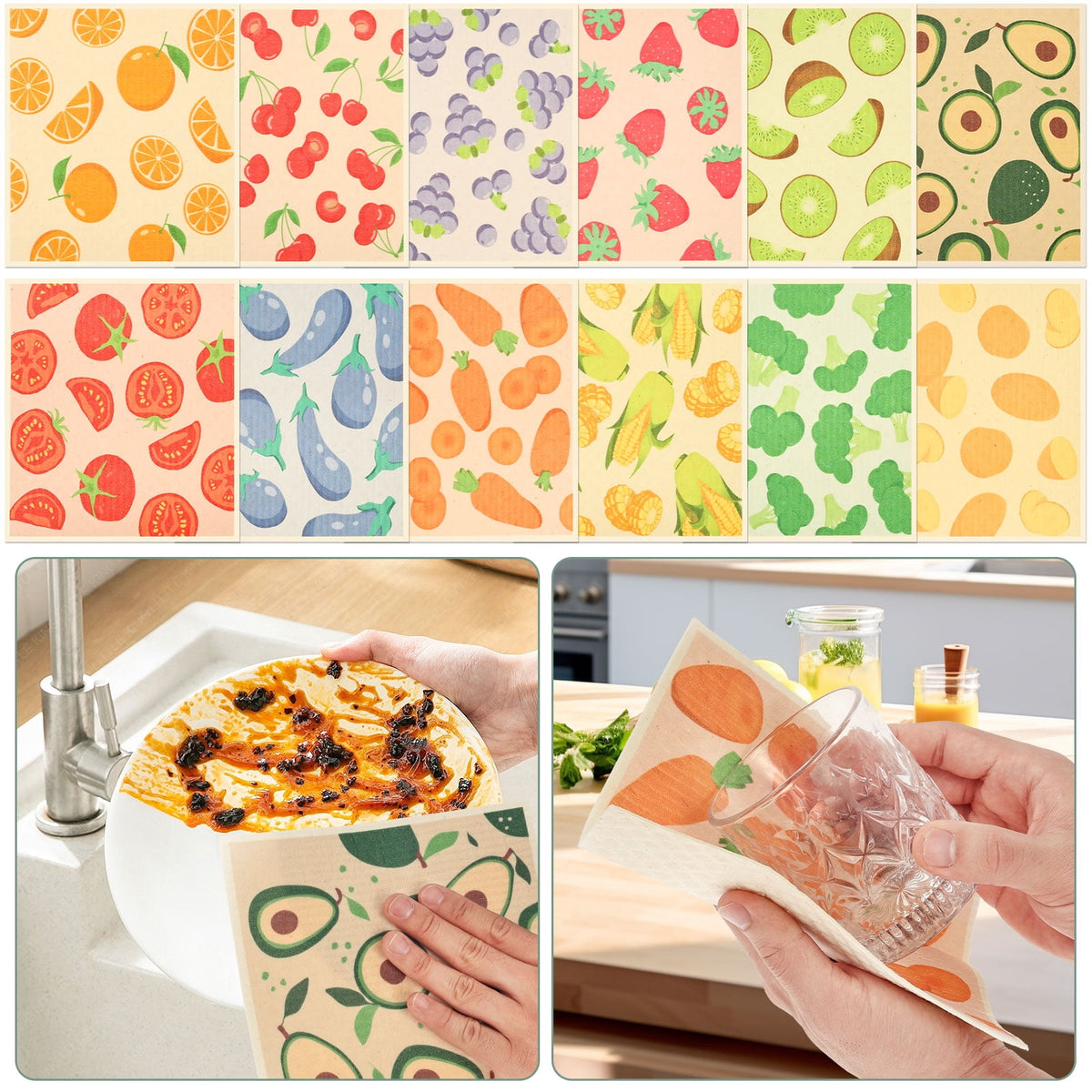 Xiyztok Kitchen Swedish Dishcloth 10 Pack Reusable Paper Towel Non Scratch Swedish Kitchen Towel Absorbent for Wiping Countertop Glass Ceramic
