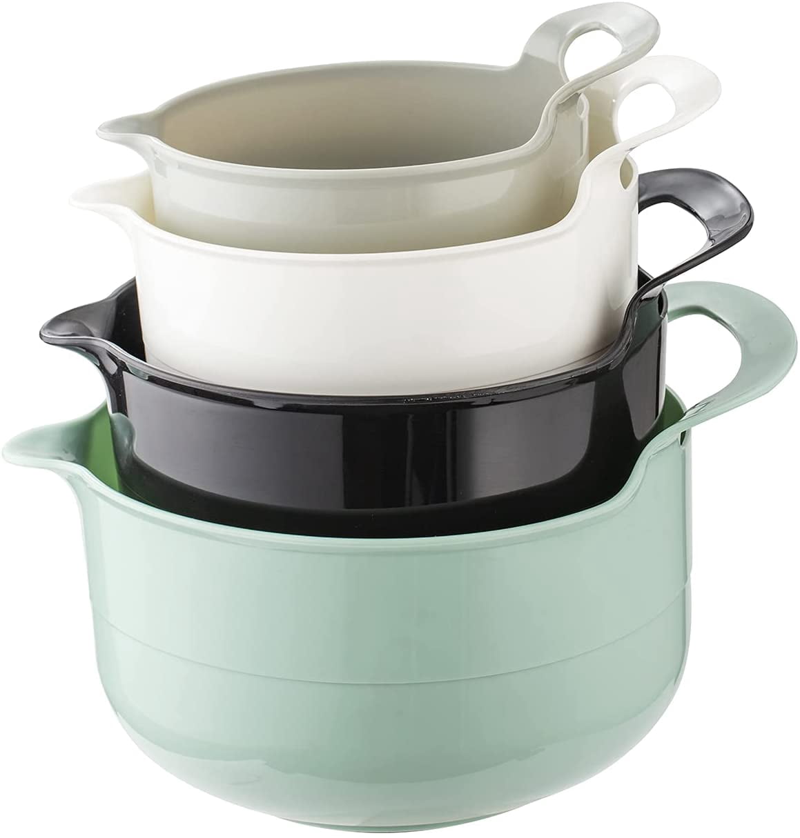 COOK WITH COLOR Mixing Bowls Set, 4-Piece Non-Slip Mixing Bowls with Pour Spouts & Handles, Black Speckled