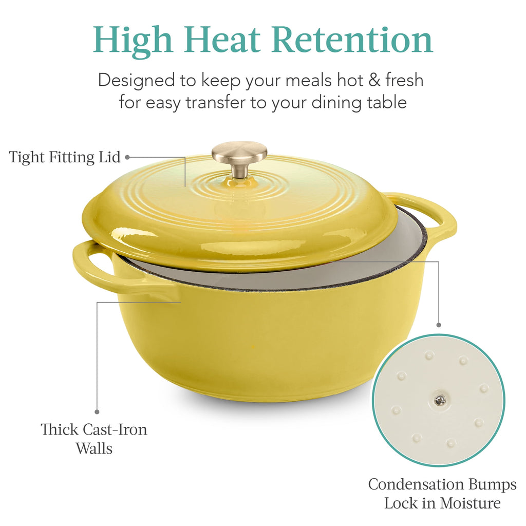 Best Choice Products 6 Quart Enamel Cast-Iron Dutch Oven, Heavy-Duty Cookware w/ Dual Handles, Lid - Cornflower Blue