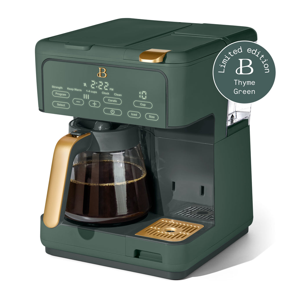 Beautiful by Drew Barrymore Multi-Brew 12-Cup Programmable Drip & Single-Serve Coffee Maker, White Icing