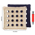 2 Pack Inflatable Seat Cushions,Pressure Relief 16 hole breathable Cushion,for Office Chairs,Car Seats,Wheelchair waterproof Cushions,with Air Pumps,Portable and Comfortable（Flocked Navy+PVC Beige)