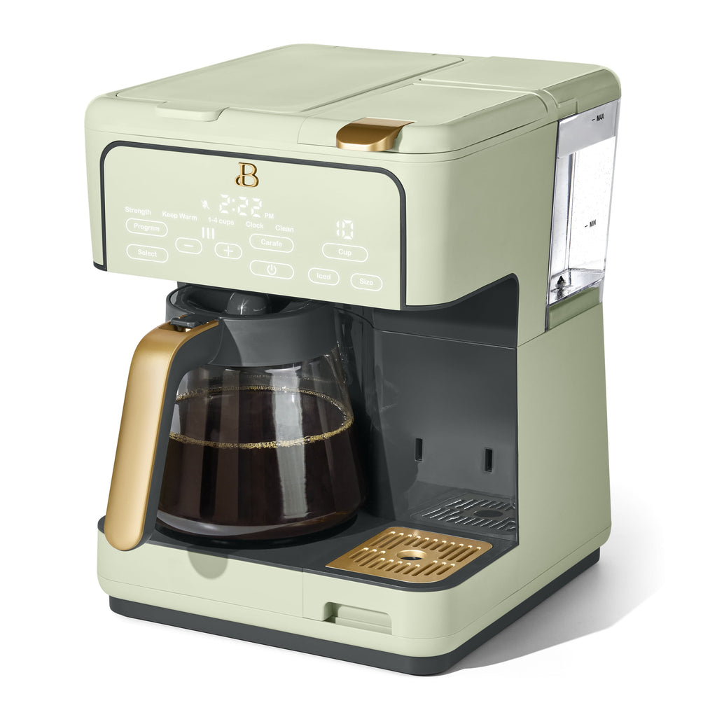 Beautiful by Drew Barrymore Multi-Brew 12-Cup Programmable Drip & Single-Serve Coffee Maker, White Icing