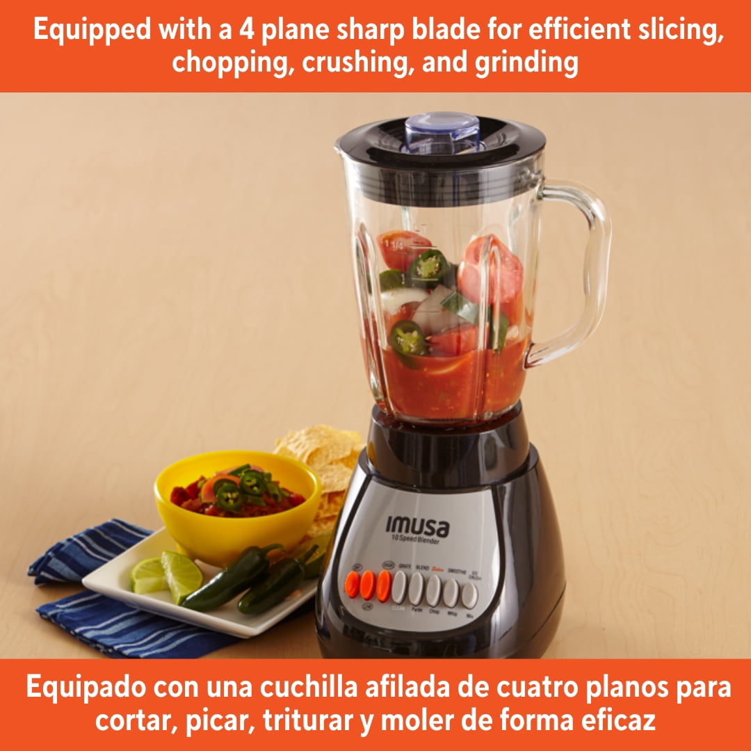 IMUSA 10 Speed Electric Blender with Glass Jar, Black