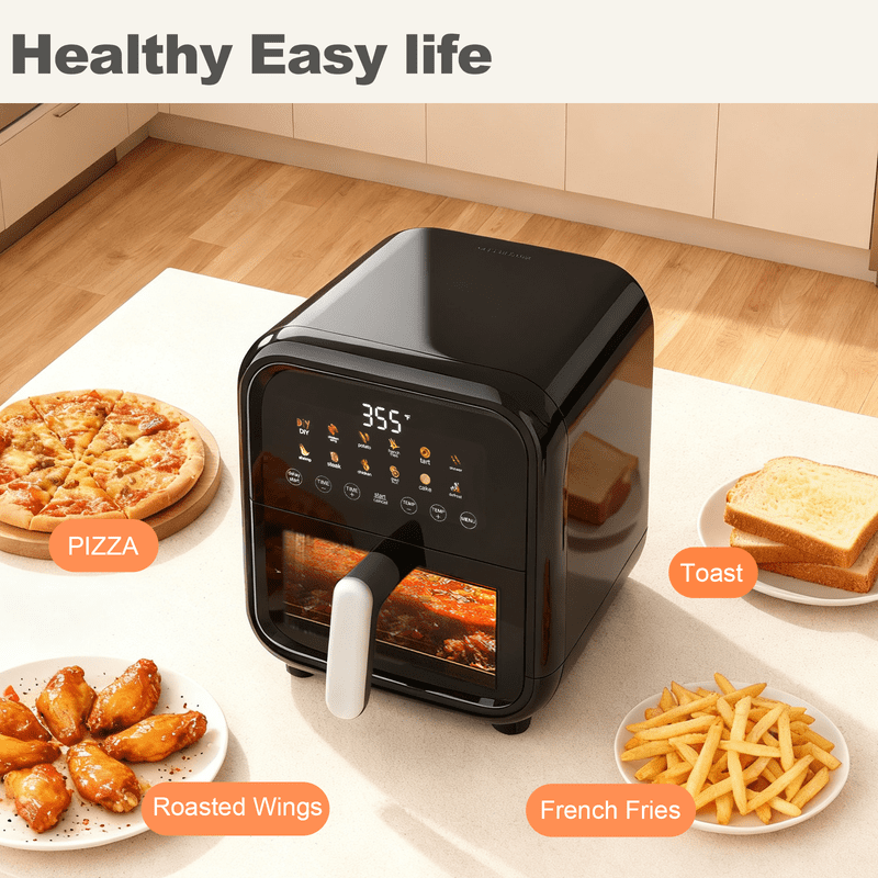 Air Fryer, 6-Quart Smart Air Fryer, 12-in-1 Functions - Air Fry, Roast, Reheat, Dehydrate, Bake, Steam, and More, 400Â°F Max Temperature, Grey