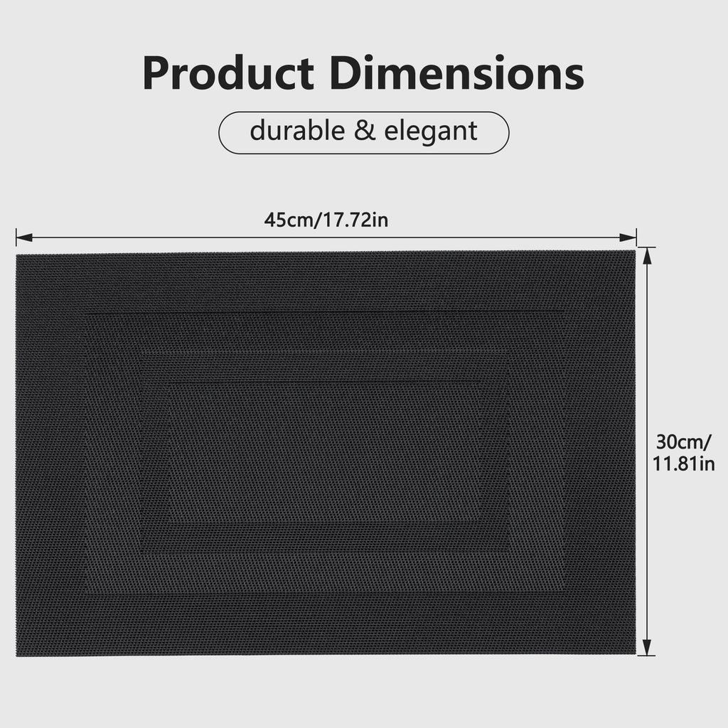 VCVCOO Navy Blue Placemats Set of 4 - Easy Clean Washable PVC Vinyl Placemats - Wipeable Heat Resistant Woven Table Mats for Dining Table - 12x18 inch