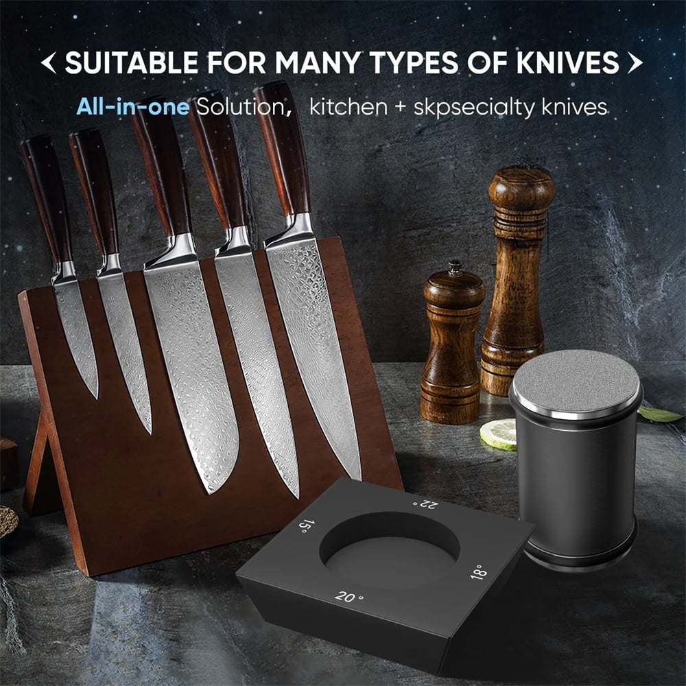 MYVIT Rolling Knife Sharpener System Kit,4-Angle Tumbler Double Diamond 400 1000 Discs Sharpening Stone for Kitchen Knives