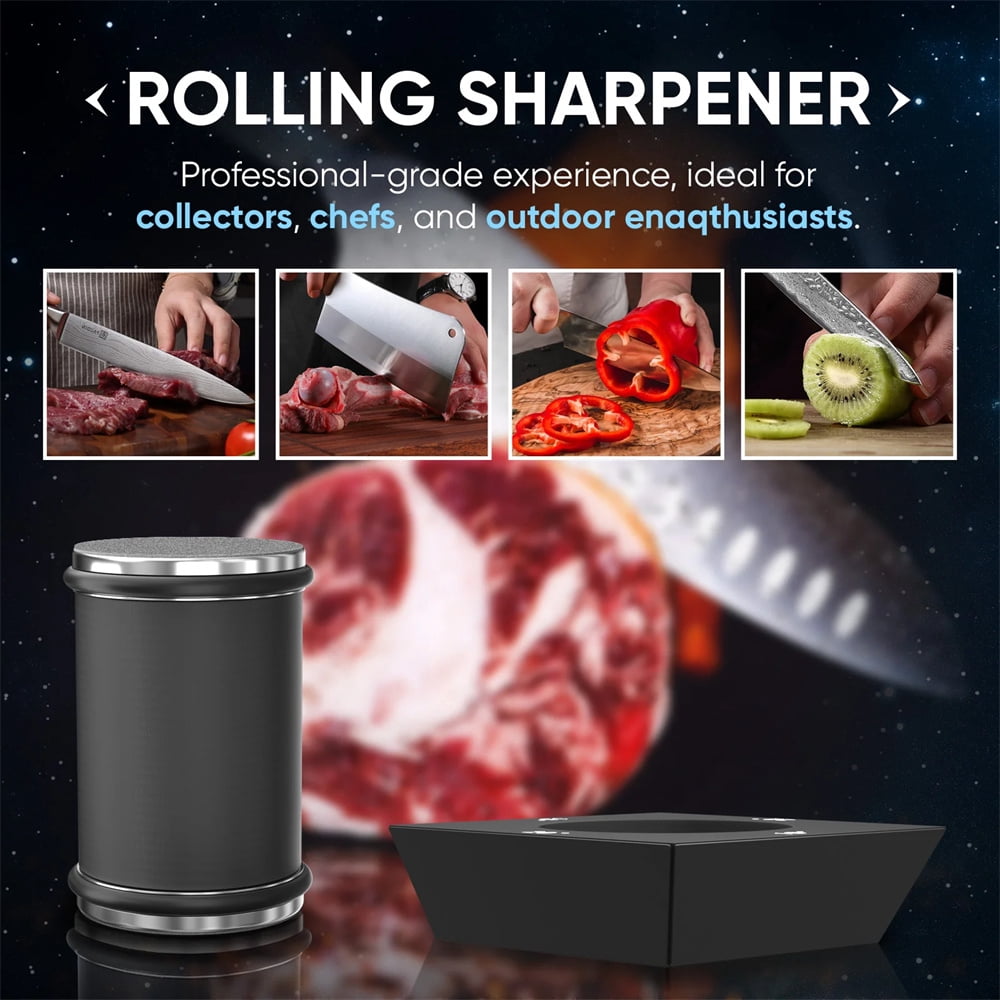 MYVIT Rolling Knife Sharpener System Kit,4-Angle Tumbler Double Diamond 400 1000 Discs Sharpening Stone for Kitchen Knives