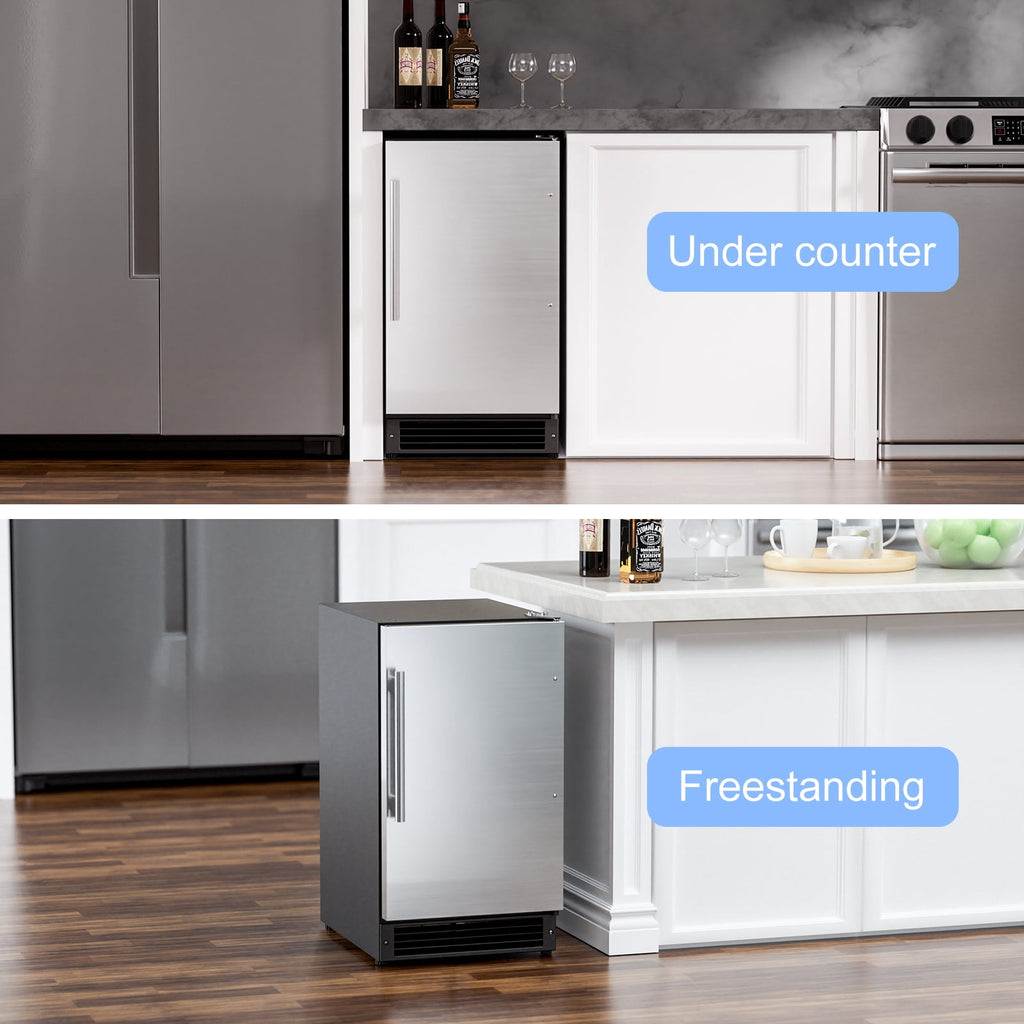 OUTBID 15" Under Counter Ice Maker Drainless, 25 lbs/24H Crescent Ice Machine with 22 lbs Storagefor Home Bar Kitchen Commercial, ETL