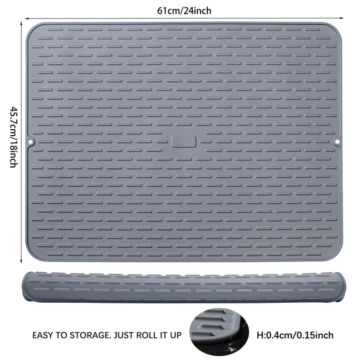 To encounter Silicone Dish Drying Mat, Extra Large 24'' x 18'' , Set of 2 Rubber Dish Draining Sink Mat, Heat Resistant Counter Top Mat, Light Grey