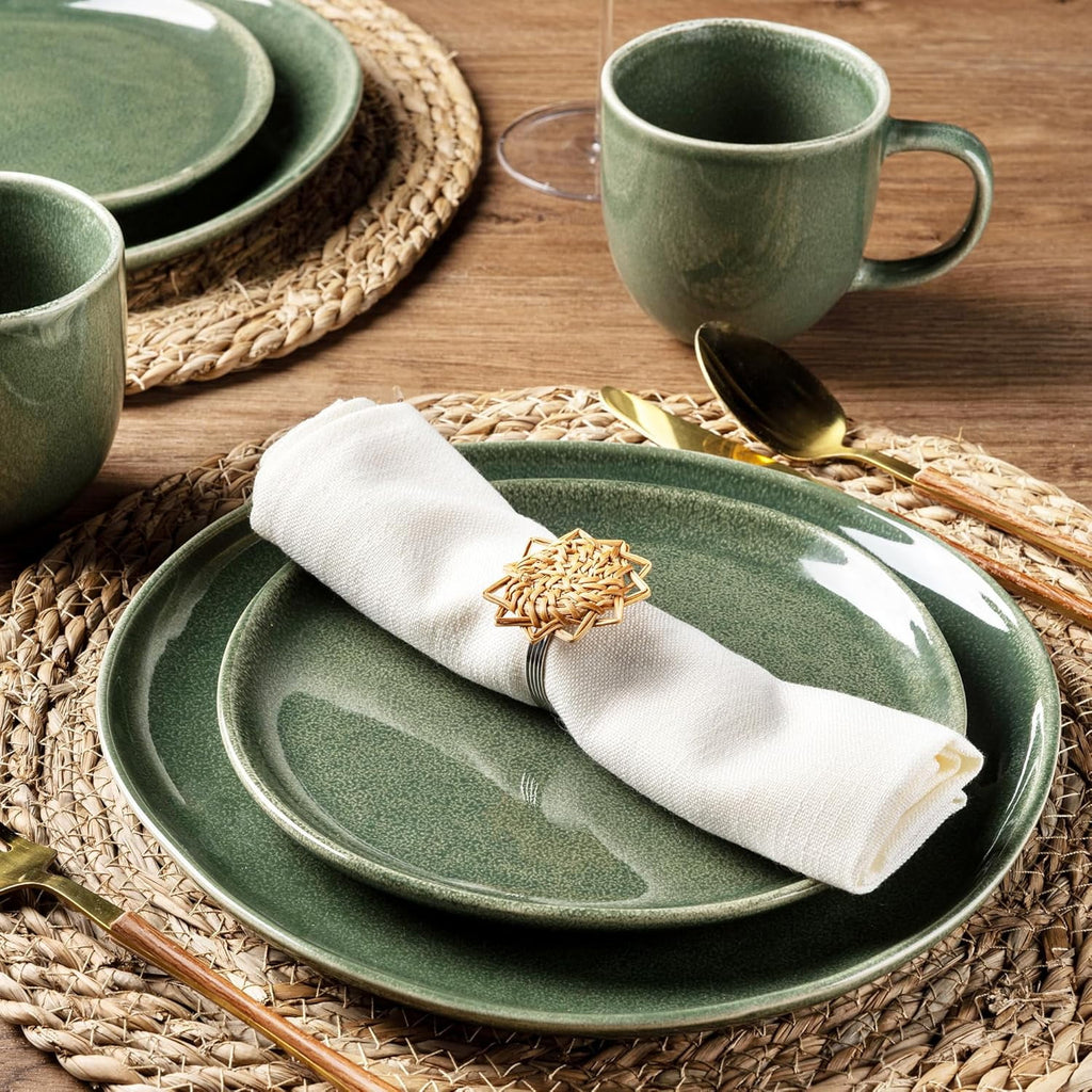 AmorArc Ceramic Plates Set of 6, 8.5 Inch Handmade Reactive Glaze Stoneware Plates set for Dessert, Salad, Appetizer, Dinner, Microwave & Dishwasher Safe, Scratch Resistant-Pearl White