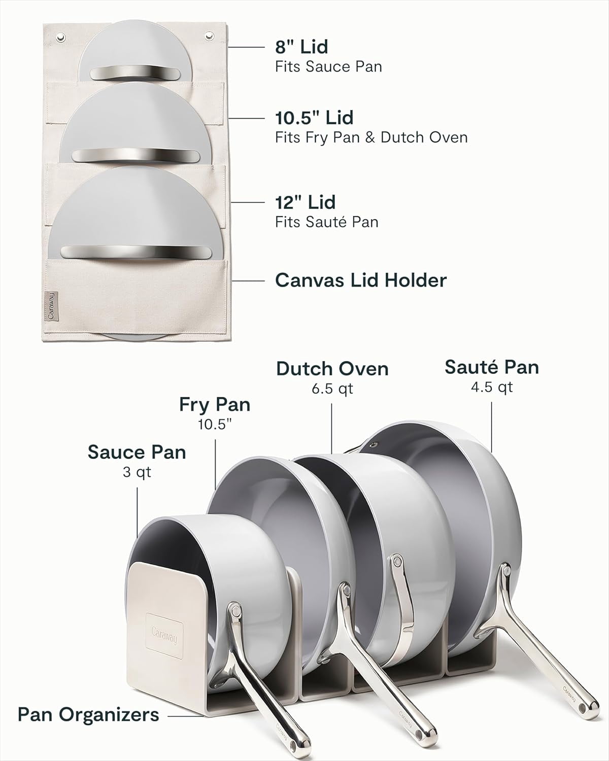 Caraway Ceramic Non-Stick Pots & Pans Cookware Set, 12- Piece, Cream