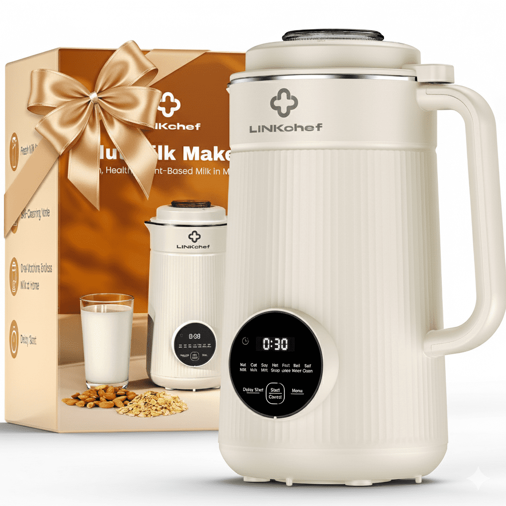LINKChef Nut Milk Maker 40 oz Almond Oat Soy Milk Maker Blender with Self-Cleaning, Delay Start and Keep Warm, Homemade Dairy-Free Milk Machine for Hot & Cold Drinks