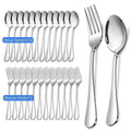 MYVIT 24-Piece Spoons and Forks Set, Stainless Steel Kitchen Silverware Set,Mirror Finish Lunch Serving Utensils Metal Cutlery Dishwasher Safe Flatware Set