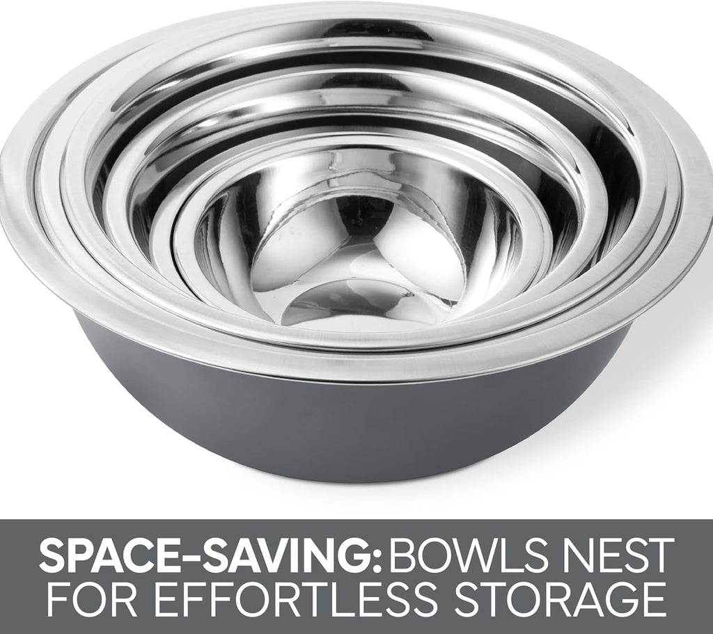 COOK WITH COLOR Mixing Bowls Set of 6, Stainless Steel Mixing Bowls, Metal Nesting Bowls for Kitchen, Sage Green
