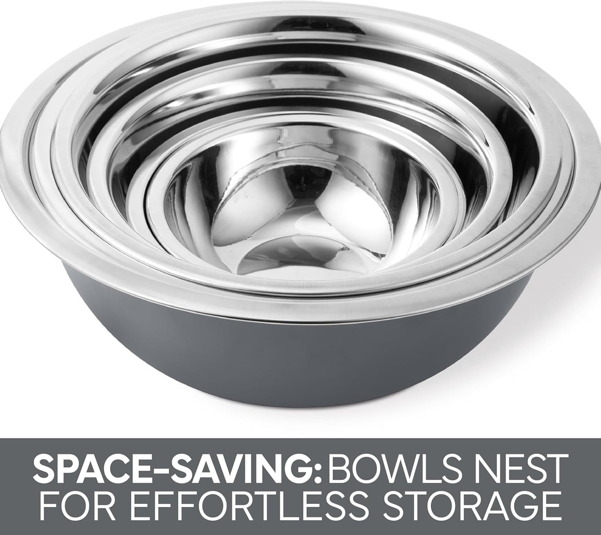 COOK WITH COLOR Mixing Bowls Set of 6, Stainless Steel Mixing Bowls, Metal Nesting Bowls for Kitchen, Sage Green