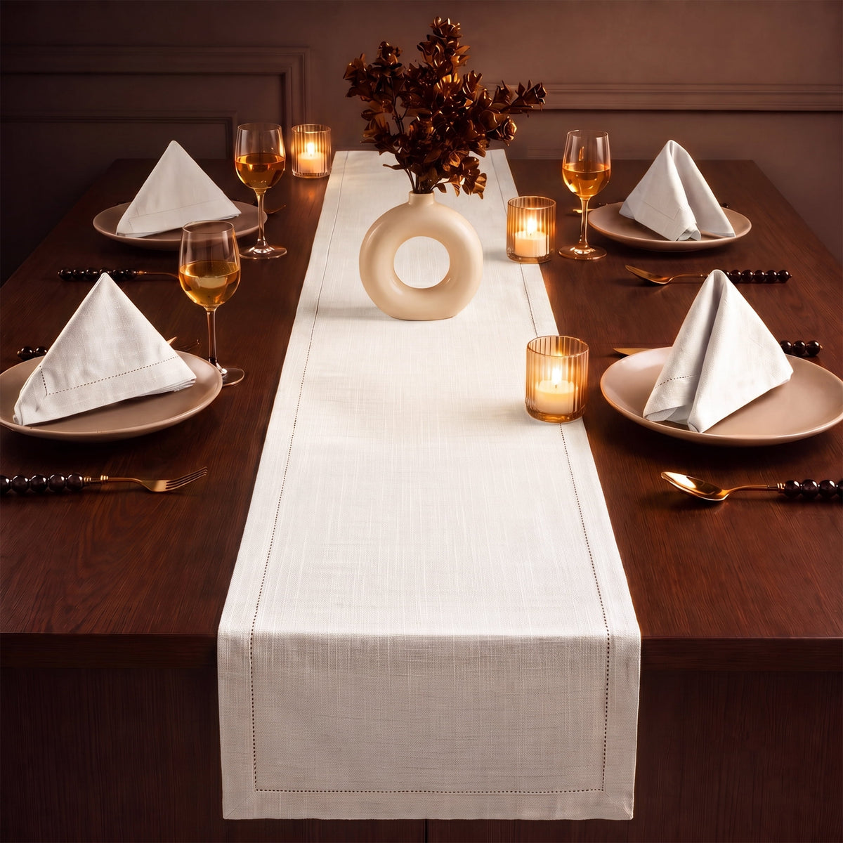 Fingercraft Table Runners, Cotton Dinner Table Centerpiece with Beautiful Premium Lace, Home and Dining Aqua-90