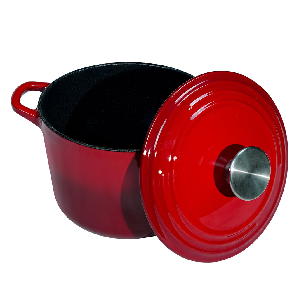 Flavehc Dutch Oven Pot with Lid 2.8 qt Cast Iron Dutch Oven for Bread Baking Slateblue Enameled Cast Iron Rice Pot with Handels