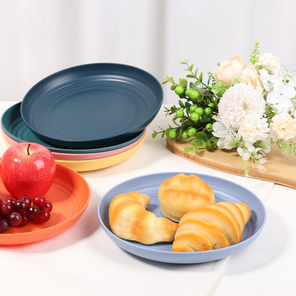 Evjurcn 6Pcs Divided Dinner Plates 3 Compartment Unbreakable Dinner Diet Plates Stackable Portion Control Dish Reusable Divider Plates Microwave Dishwasher Safe for Kids Adults Seniors