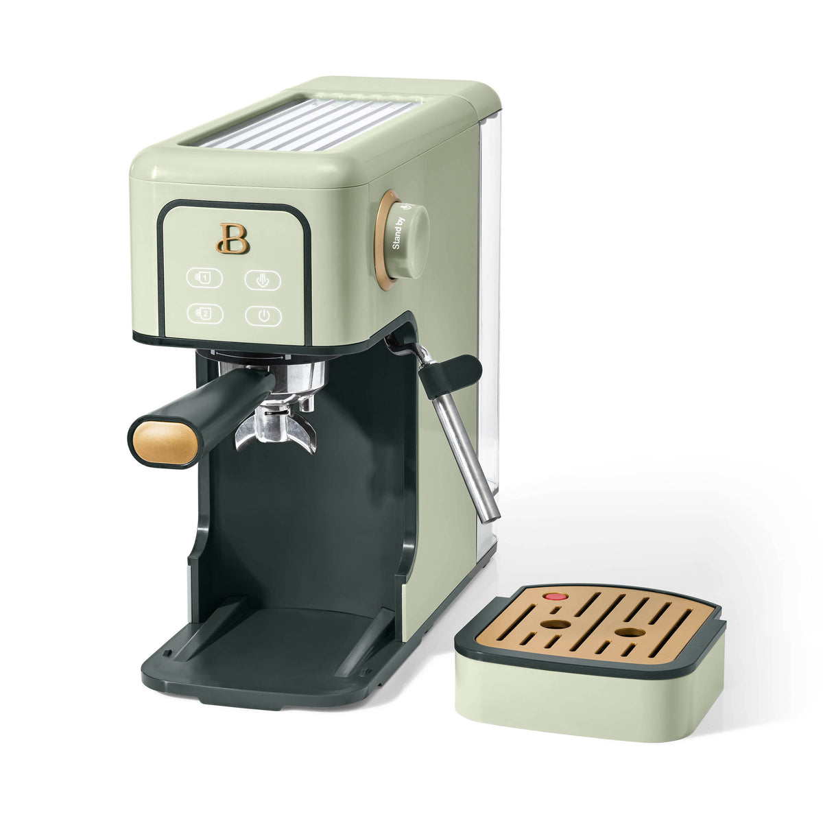 Beautiful by Drew Barrymore Slim Espresso Machine, 20-Bar Pressure, Black Sesame