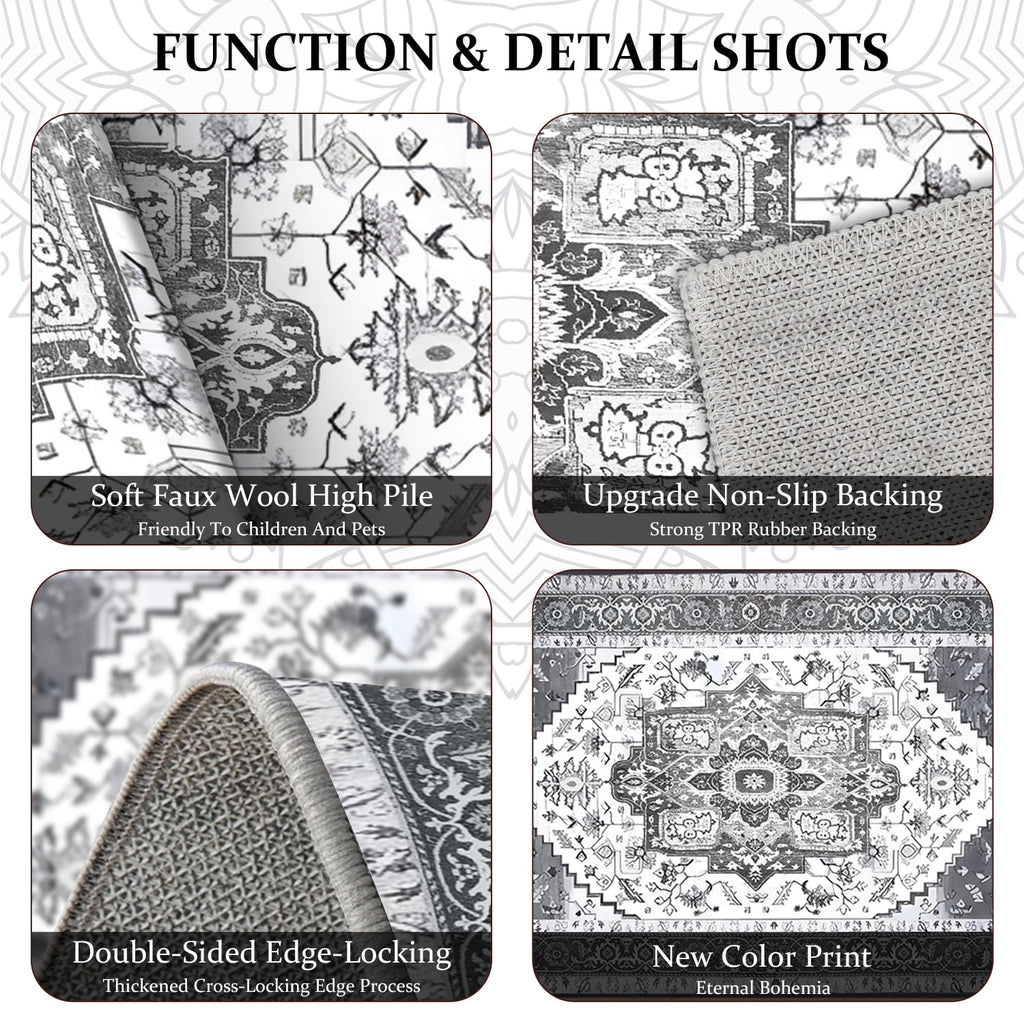 TECHVIDA Kitchen Rug Set 3 Piece,Non Slip Machine Washable Kitchen Mats, Farmhouse Hallway Doormat for Home Floor and Living Room,Gray