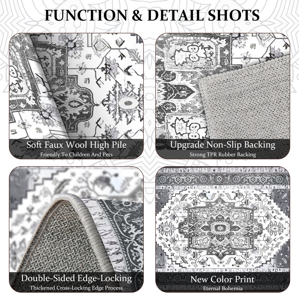 TECHVIDA Kitchen Rug Set 3 Piece,Non Slip Machine Washable Kitchen Mats, Farmhouse Hallway Doormat for Home Floor and Living Room,Gray