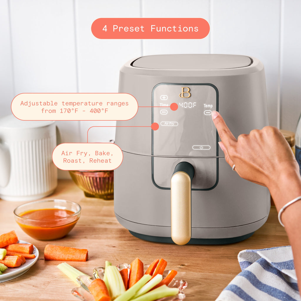 Beautiful 3 Qt Air Fryer with TurboCrisp Technology, EverGood Non-Toxic Ceramic Nonstick Coating, Chocolate by Drew Barrymore
