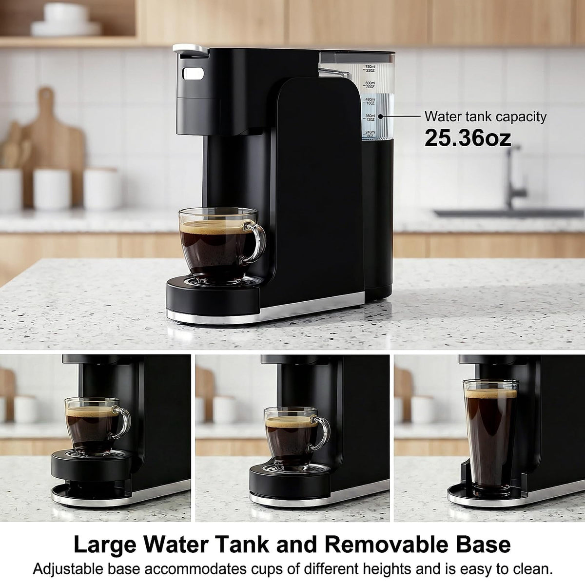GVODE 4-in-1 Single Serve Coffee Maker, 3-Second Heat-Up, 20 Bar Hot and Iced Espresso Machine, White