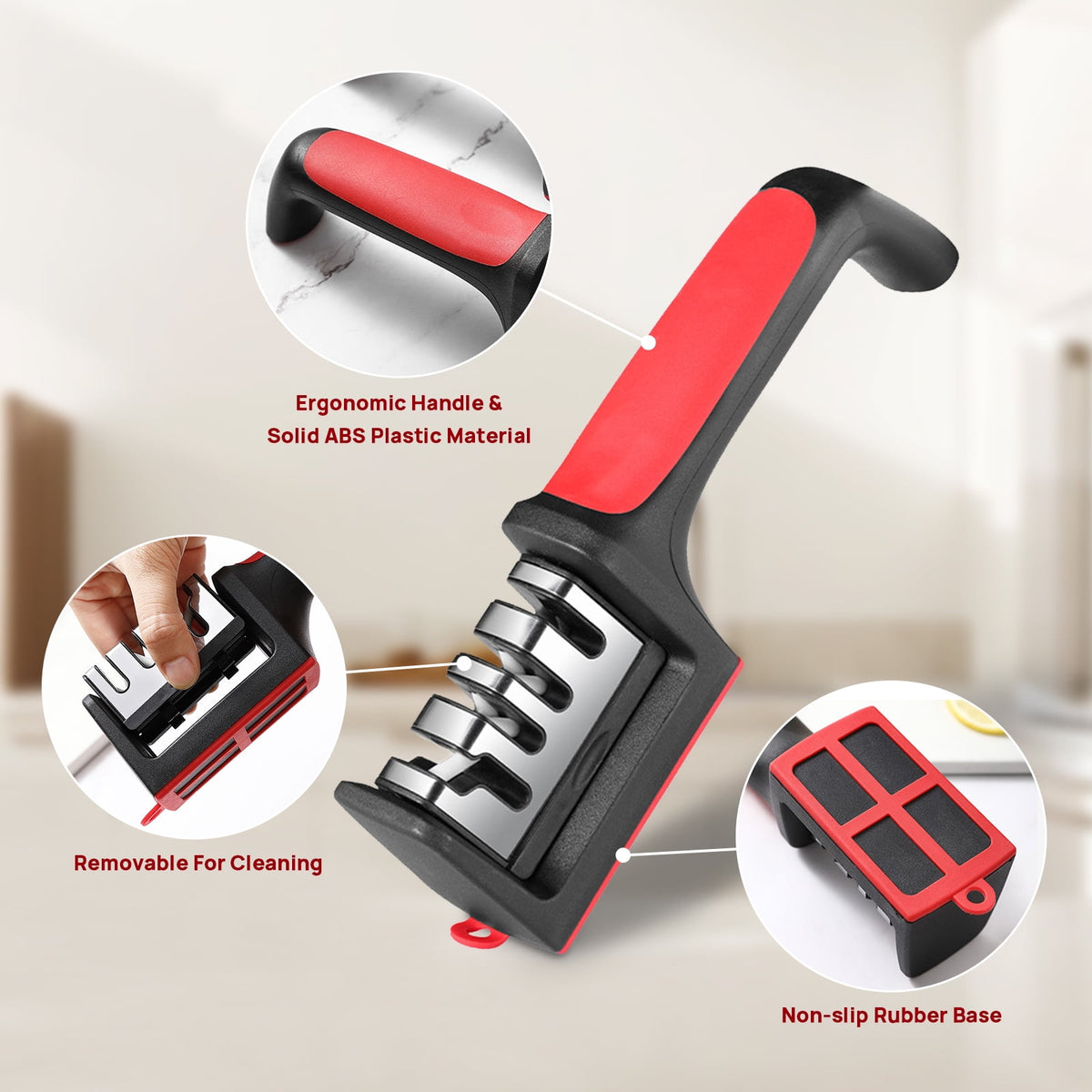 AGCAN 2 Pack Knife Sharpener, 4-Stage Kitchen Knife Sharpeners with Non-slip Base, Knife Sharpening System for Kitchen Knives, Scissors