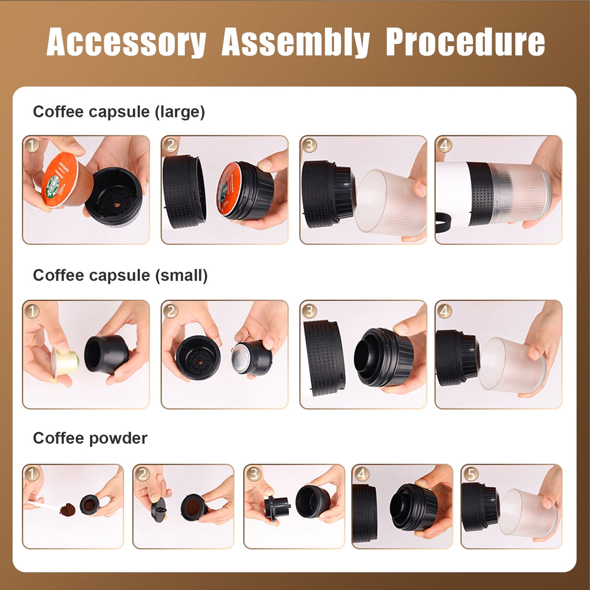 TINANA Portable Espresso Machine for Travel, 3-in-1 Mini Coffee Maker with USB-C, Compatible with NS/DG Capsules/Ground Coffee, 20 Bar, Ideal for Camping, Car, Office & Gifts, Gray