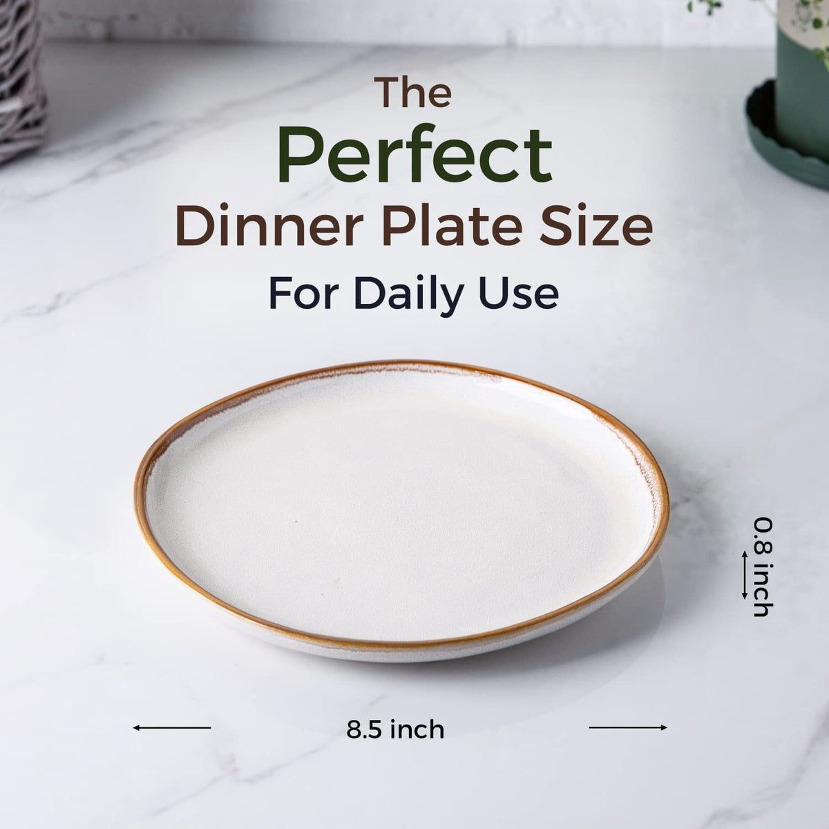 AmorArc Ceramic Plates Set of 6, 8.5 Inch Handmade Reactive Glaze Stoneware Plates set for Dessert, Salad, Appetizer, Dinner, Microwave & Dishwasher Safe, Scratch Resistant-Pearl White