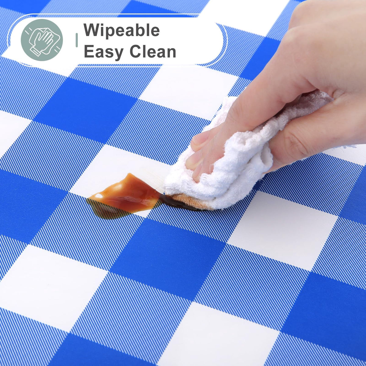 decorUhome Rectangle Tablecloth, Waterproof Vinyl Flannel Backed Table Cloth, Buffalo Wipeable Plastic Table Cover for Kitchen and Outdoor, Black and White, 60" x 84"