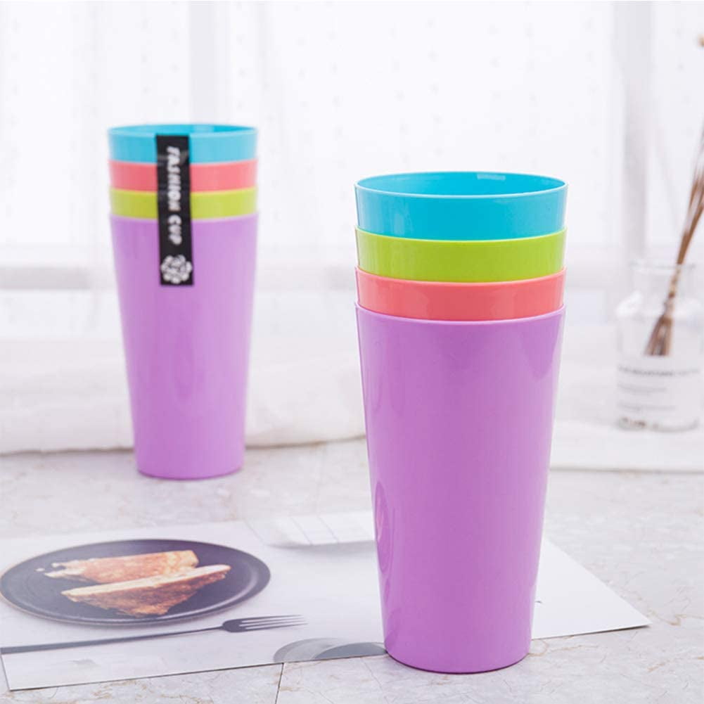 17.5-Ounce Plastic Tumblers (Set of 12), Plastic Drinking Glasses, Mixed-Color, BPA-Free, Shatter-Proof, Dishwasher-Safe