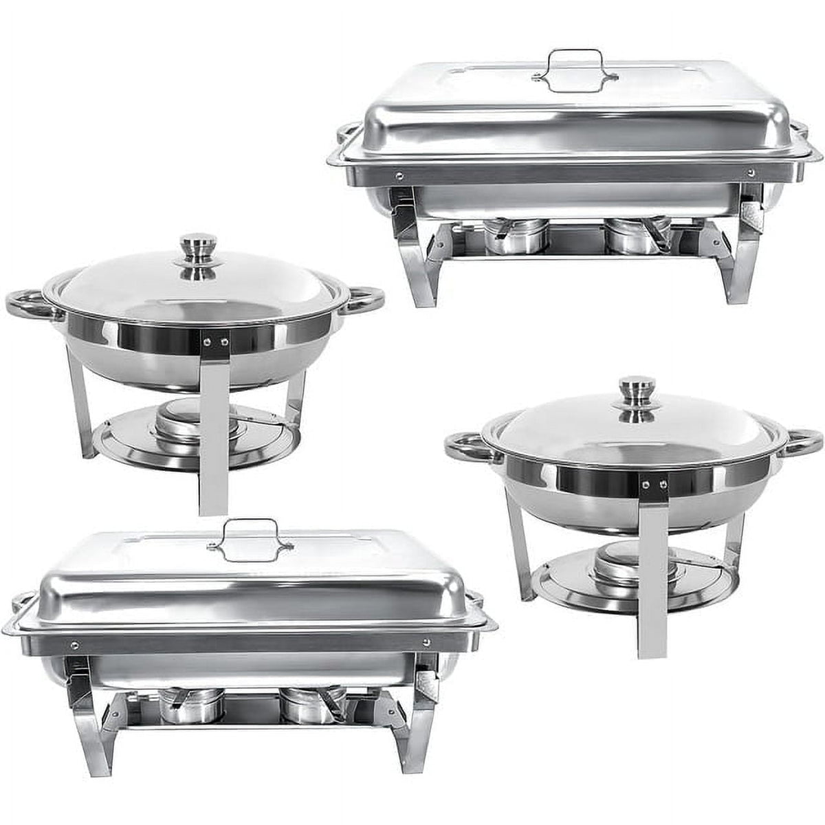 Jacgood Chafing Dish Buffet Set 4 Pack 8QT Full Pan Stainless Steel Food Warmer Chafer Complete Set with Water Pan, Chafing Fuel Holder for Home Party, Buffets, Wedding, Banquet, Catering Events