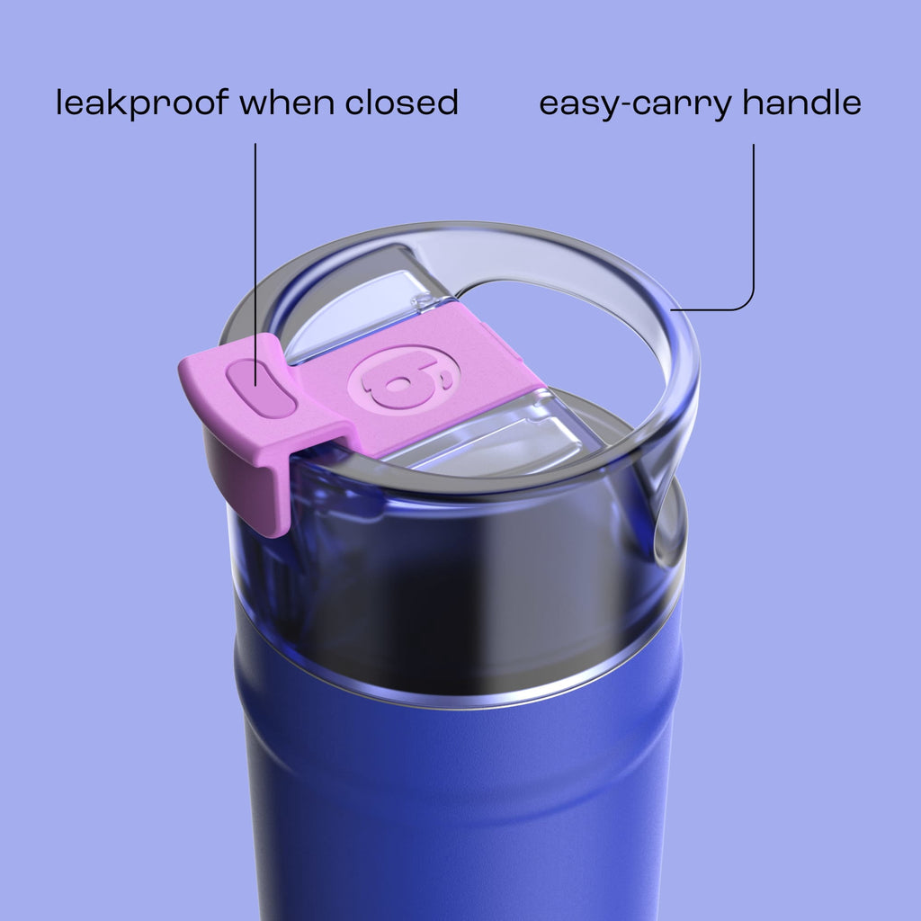 Bubba 24oz DualSip Insulated Stainless Steel Water Bottle with Straw & Sip Lid, Ocean Energy Blue/Purple