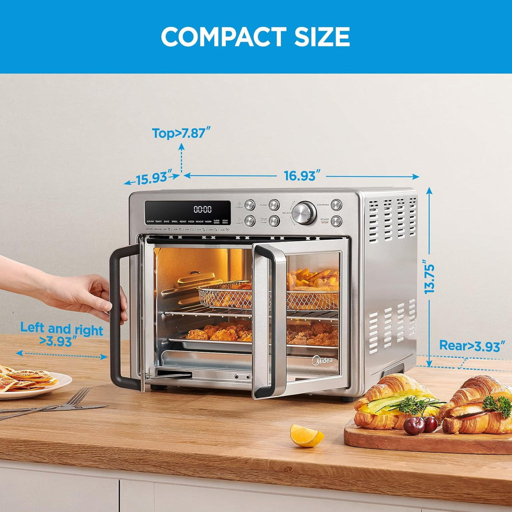 Midea Flexify French Door 1750W 26.4 Qt Black Toaster Oven