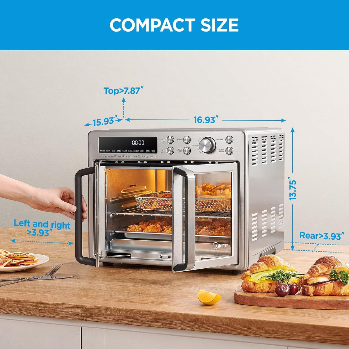 Midea Flexify French Door 1750W 26.4 Qt Black Toaster Oven