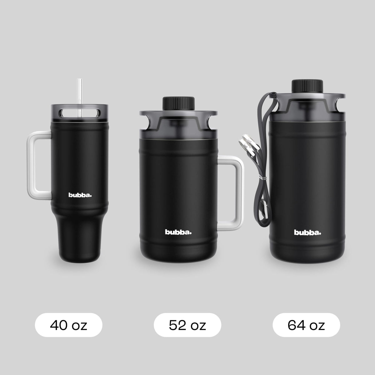 Bubba 40oz AutoClose Insulated Stainless Steel Tumbler with Straw and Handle, Office Siren Black
