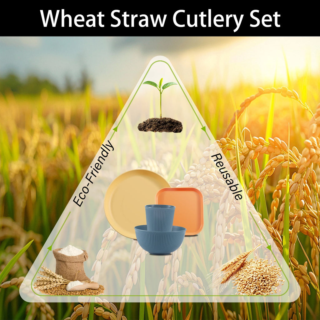 Soulgenix Wheat Straw Dinnerware Sets, 48 Pcs Unbreakable Dinnerware Sets for 4, Microwave Dishwasher Safe, Beige