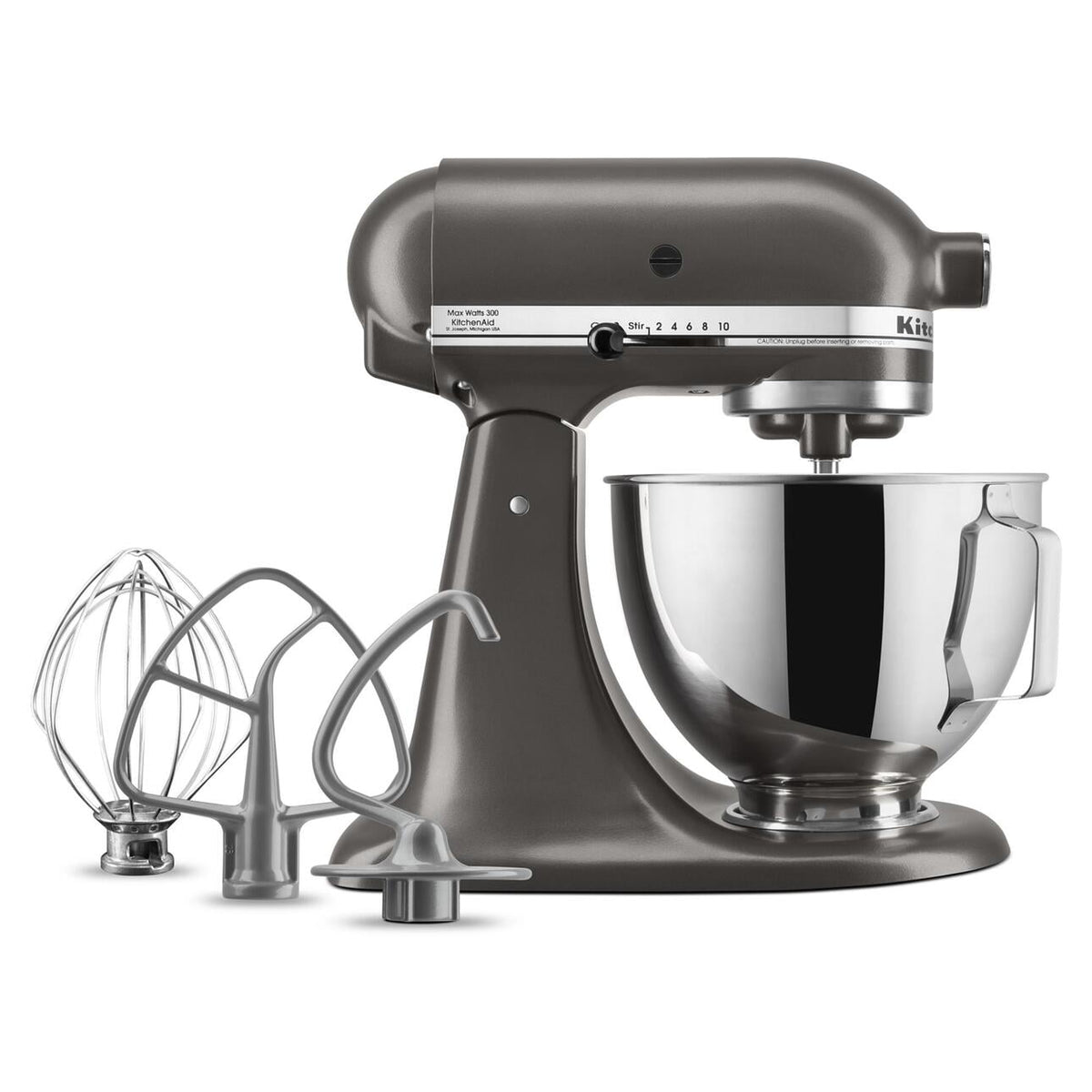 KitchenAid Deluxe Series 4.5 Quart Tilt-Head Stand Mixer with Stainless Bowl, Silver, KSM97SL
