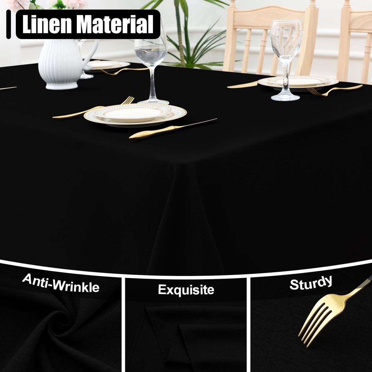 decorUhome Linen Rectangle Tablecloth 52x70 inch, Stain and Wrinkle Resistant Washable Table Cloth, Decorative Waterproof Fabric Table Cover for Dining Party, Sage Green