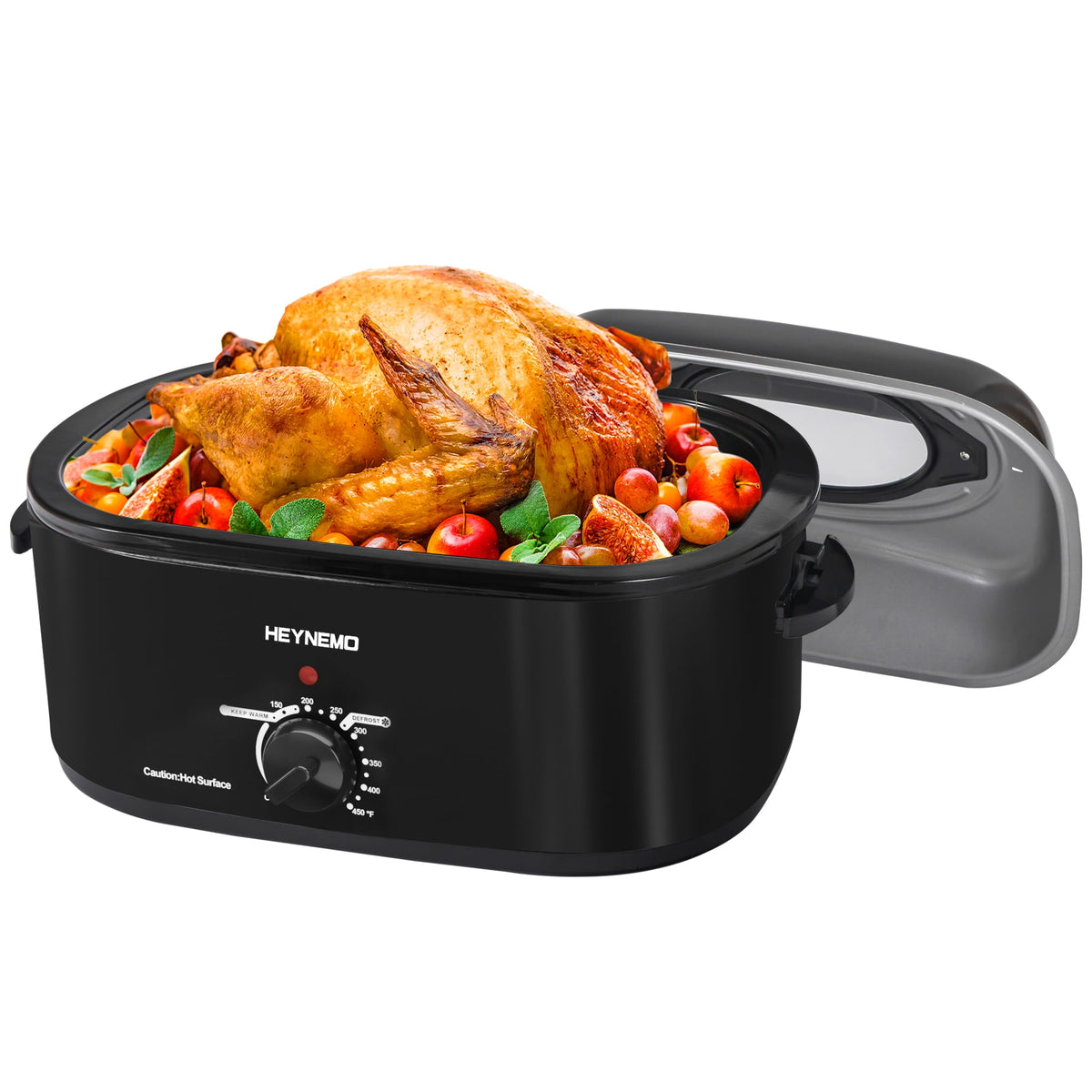 Superjoe 26QT Electric Roaster Oven, Stainless Steel, Self-Basting Lid Removable Insert Pot, Black