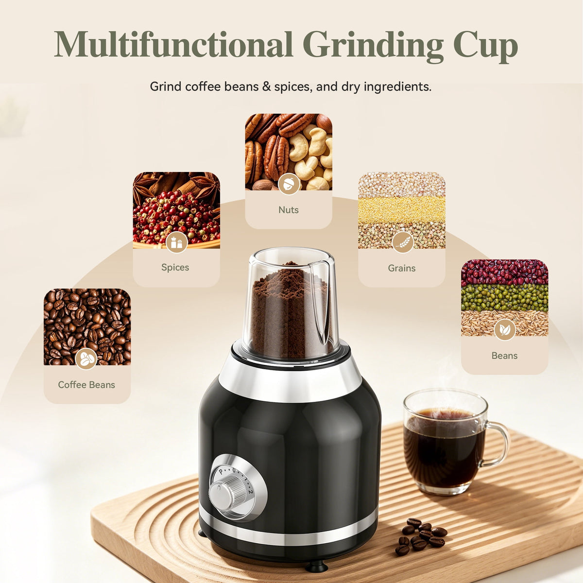 TINANA Countertop Blender with Grinder, 500W Smoothie Maker, 70 oz Pitcher, 2 Speeds & Pulse, Ice Crushing, Black