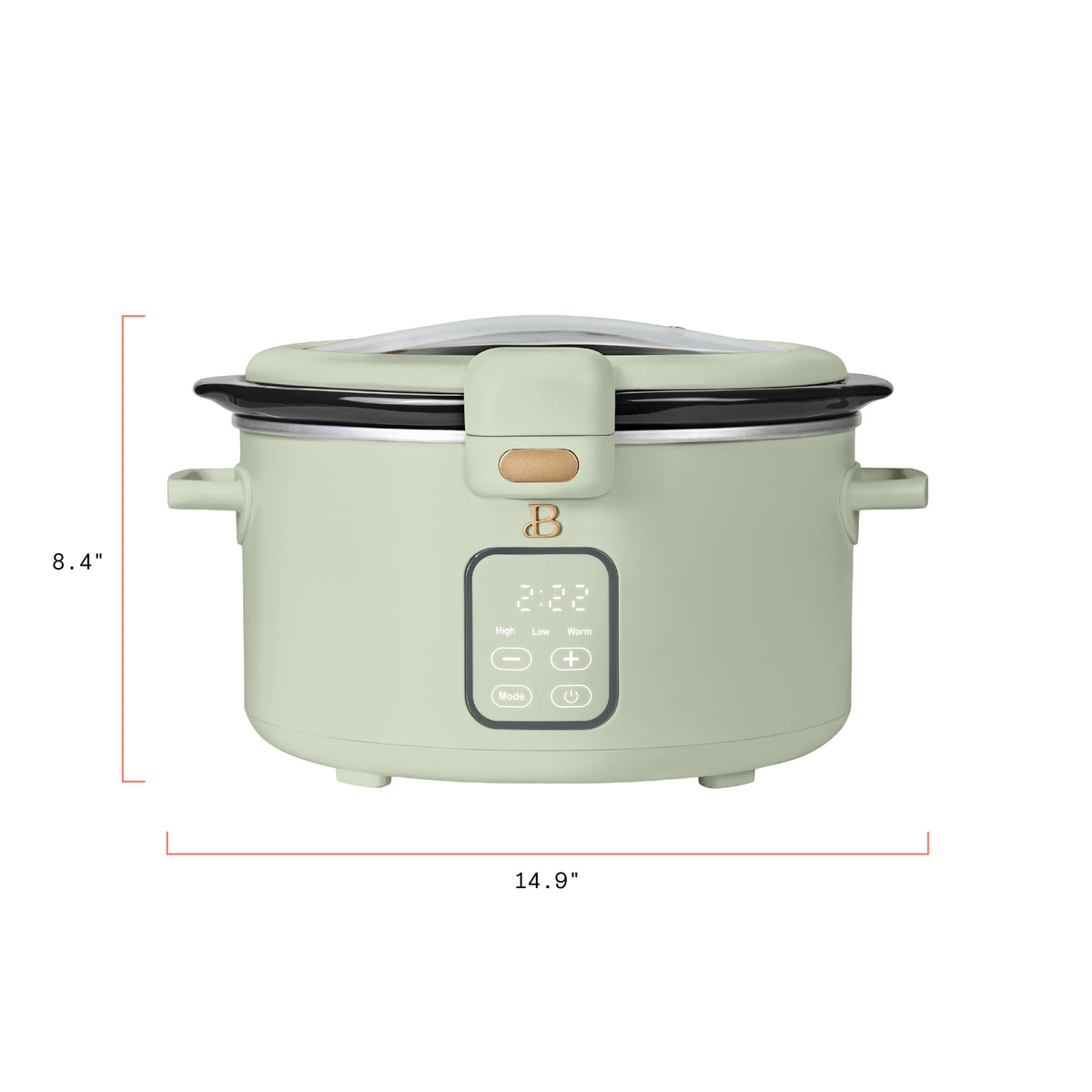 Beautiful 4 Qt Digital Slow Cooker with Hinged Locking Lid, Thyme Green by Drew Barrymore