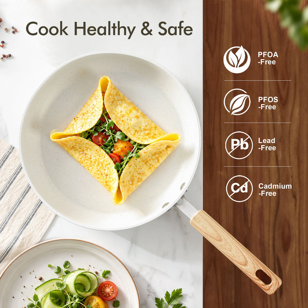 SENSARTE Nonstick Ceramic Frying Pan Skillet, Induction Omelette Pan Egg Pan, Healthy Cookware Chef's Pan with Heat-Resistant Handle, Dishwasher Safe, Gray, 8"