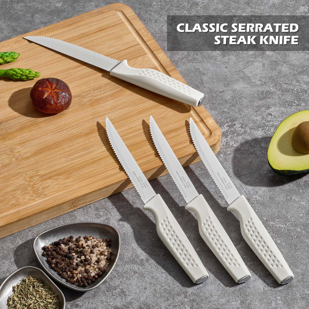 Vesteel Knife Block Set for Kitchen, 15-Piece High Carbon Stainless Steel Knives Set with Ergonomic Handle, Ultra-sharp & Rust Resistant, Walnut Brown