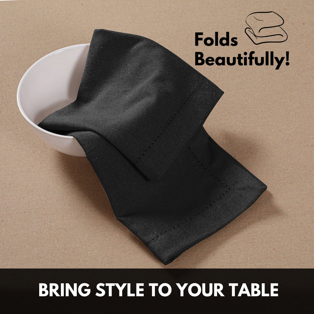 Softopia Cotton Hemstitch Table Fabric Cloth Napkins 18"x18", Set of 12, Lemon Yellow