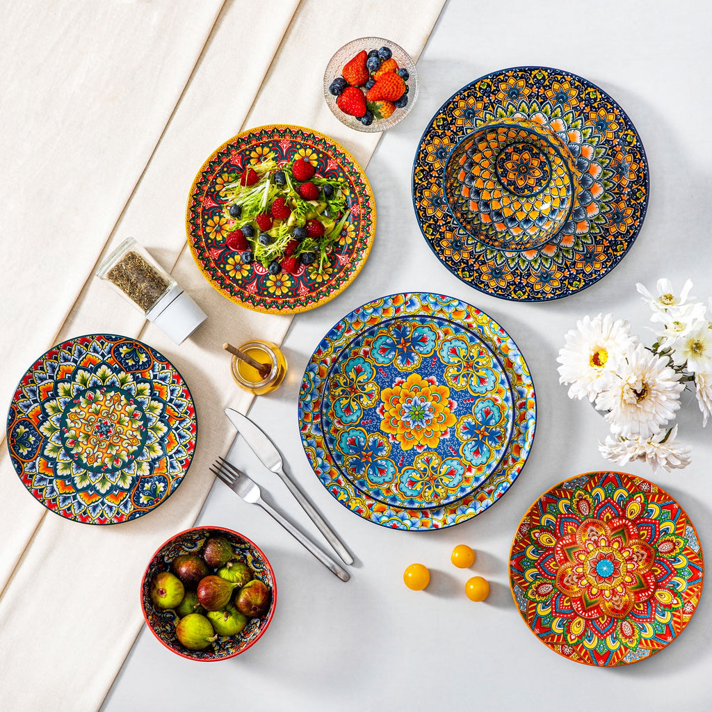 Vancasso Ceramic Dinner Plates Set of 6,10.5" Reactive Glaze Porcelain Plates, Bohemian Style Dinnerware Dishes Set for Kitchen, Scratch Resistant, Series LUMI