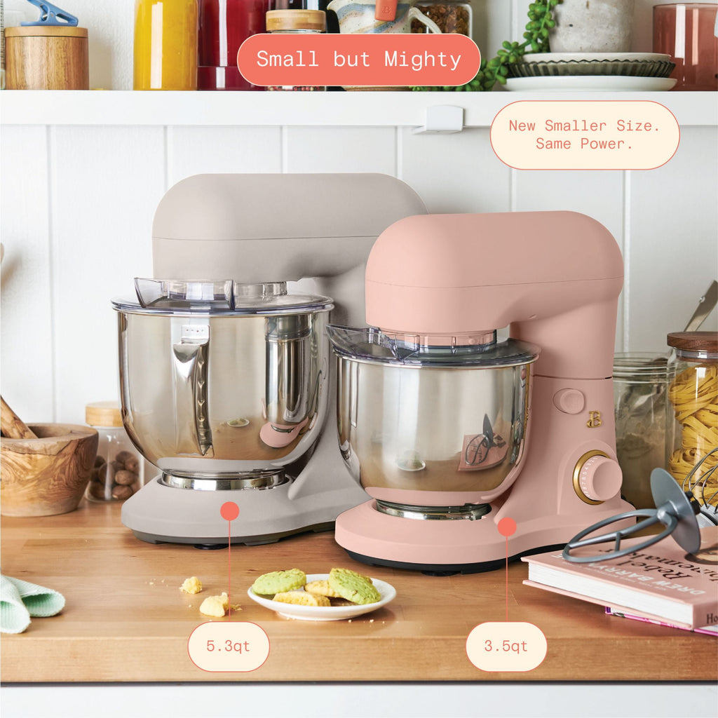 Beautiful 3.5 Qt Stand Mixer with Flat Beater, Dough Hook, Balloon Whisk, Chocolate by Drew Barrymore
