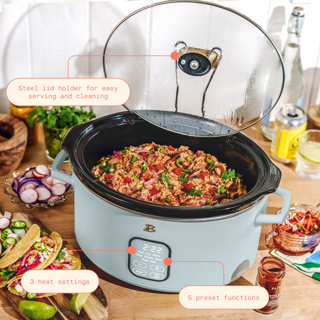 Beautiful 6 Qt Programmable Slow Cooker, Thyme Green by Drew Barrymore